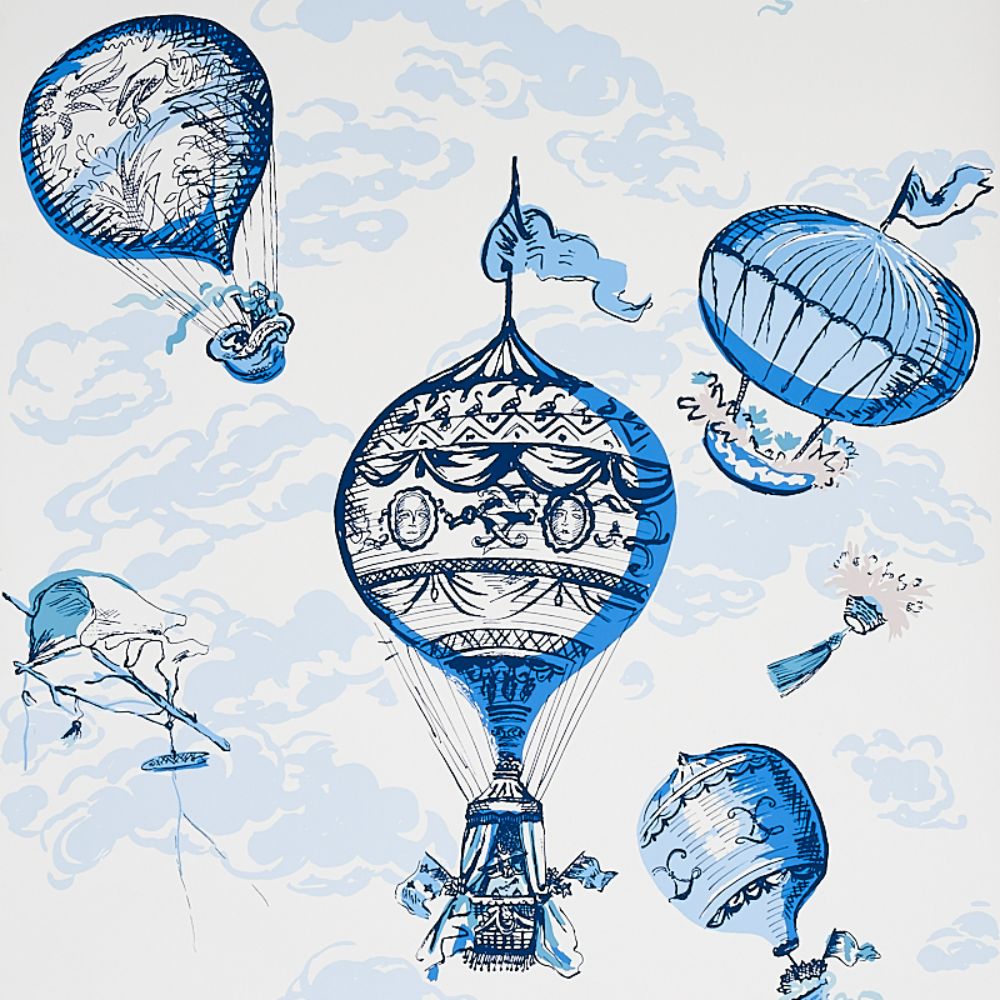 Schumacher 5012790 Balloons Wallcoverings in Blue
