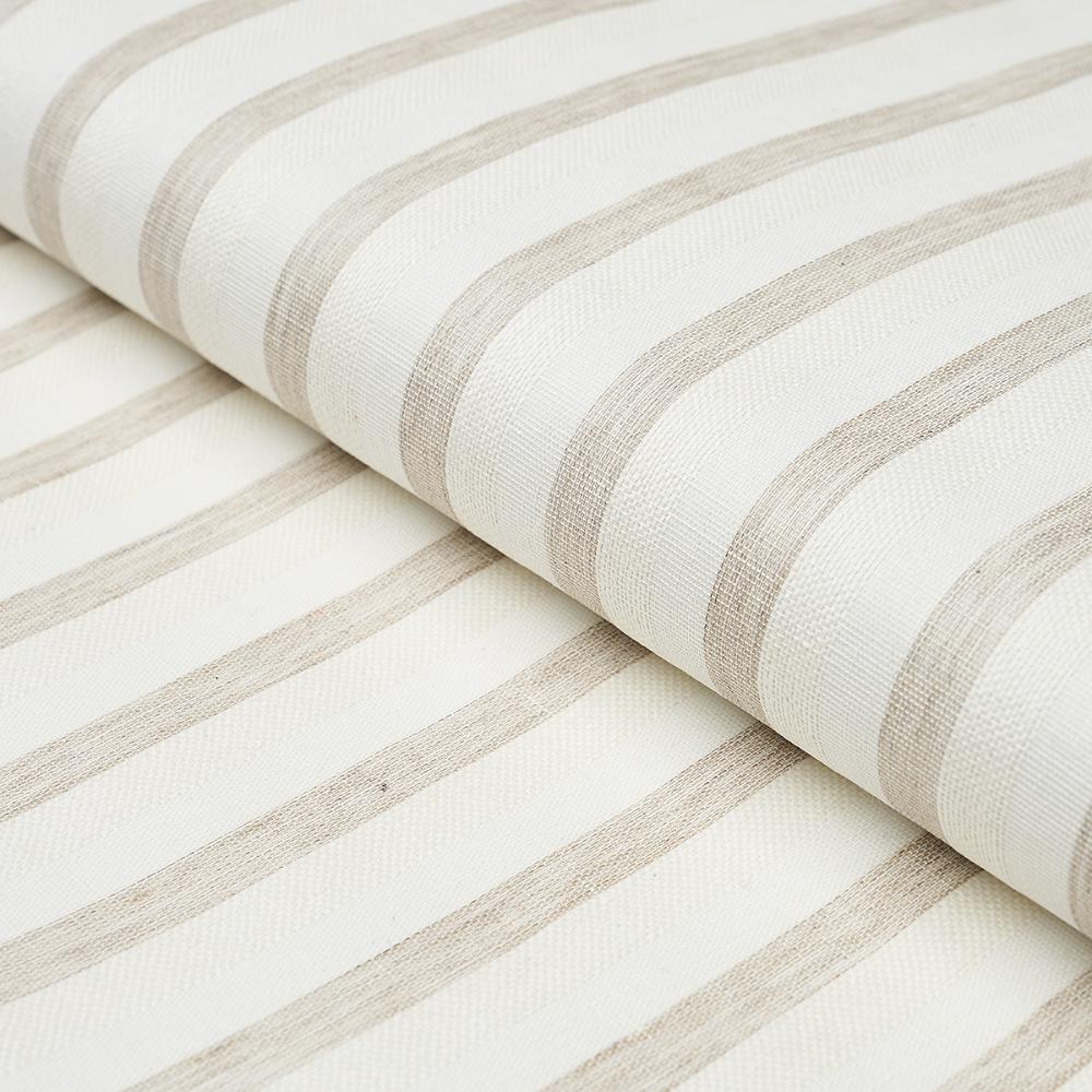 Schumacher 5013020 Textured Linen Stripe Wallpaper in White