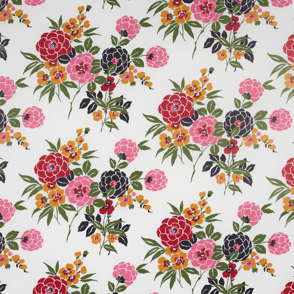 Schumacher 5013131 Valentina Floral in Wallcoverings in Multi On White