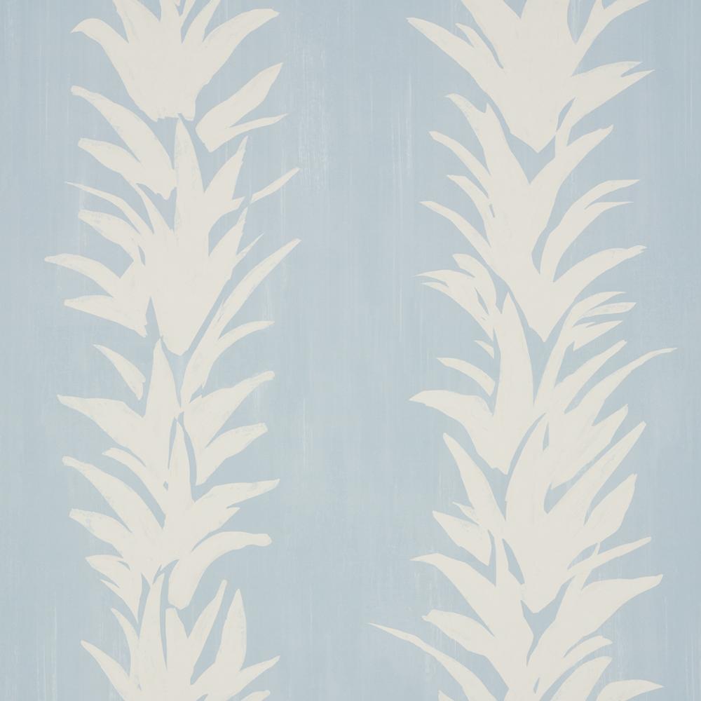 Schumacher 5013664 White Lotus Wallpaper in Soft Blue