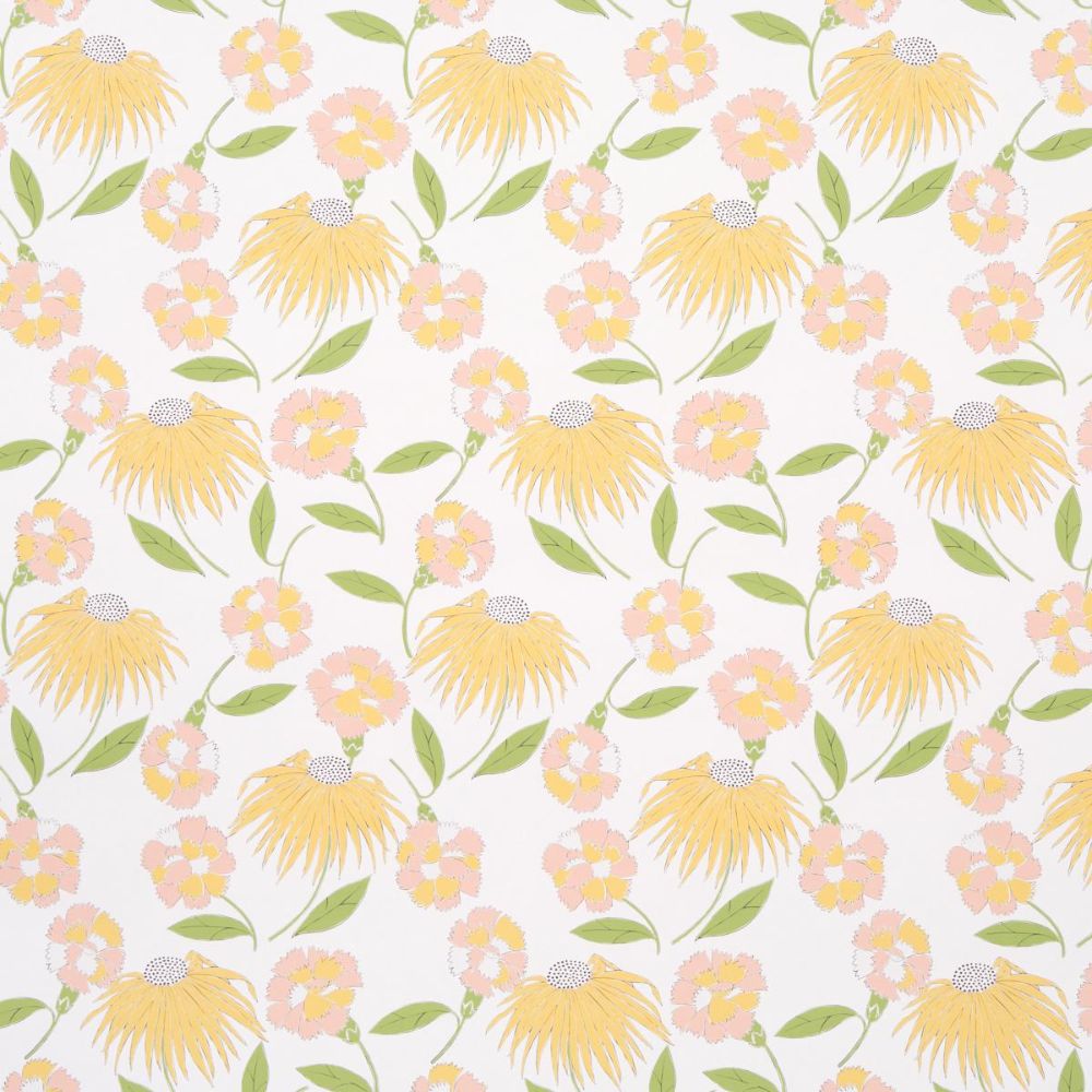 Schumacher 5013840 Full Bloom Bouquet Toss Wallcoverings in Pink Lemonade