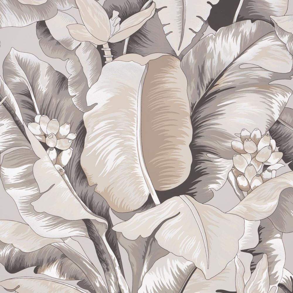 Schumacher 5013860 Full Bloom Botanico Metallic Wallcoverings in Platinum