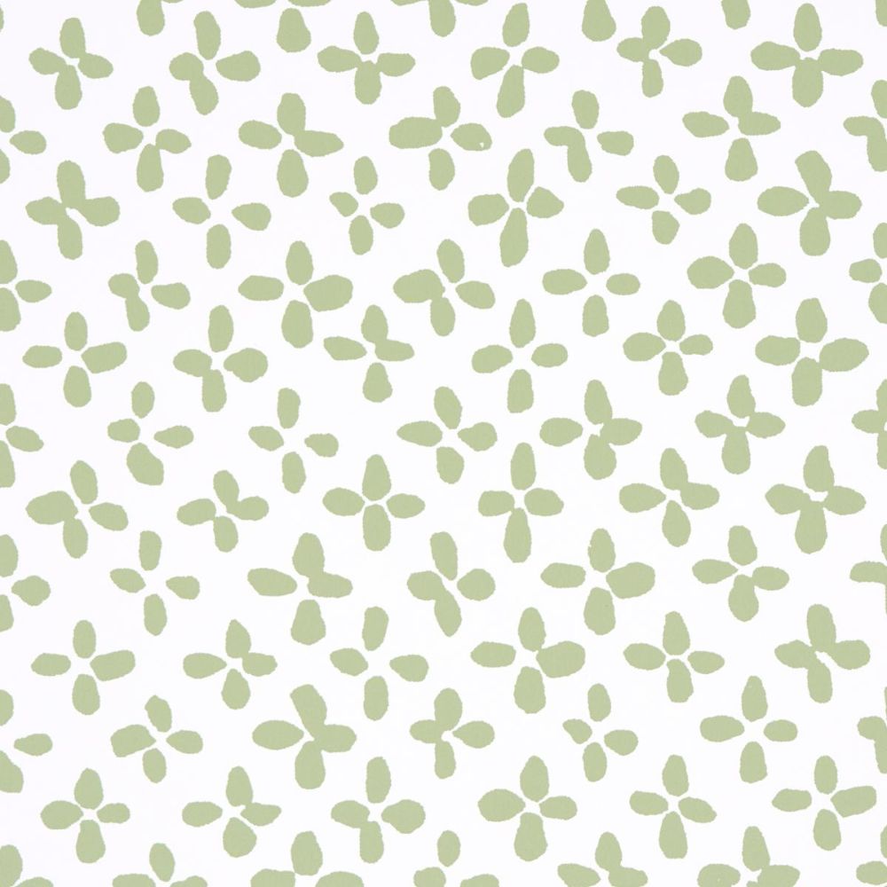 Schumacher 5013942 Easy Elements Emerson Wallcoverings in Green On Ivory