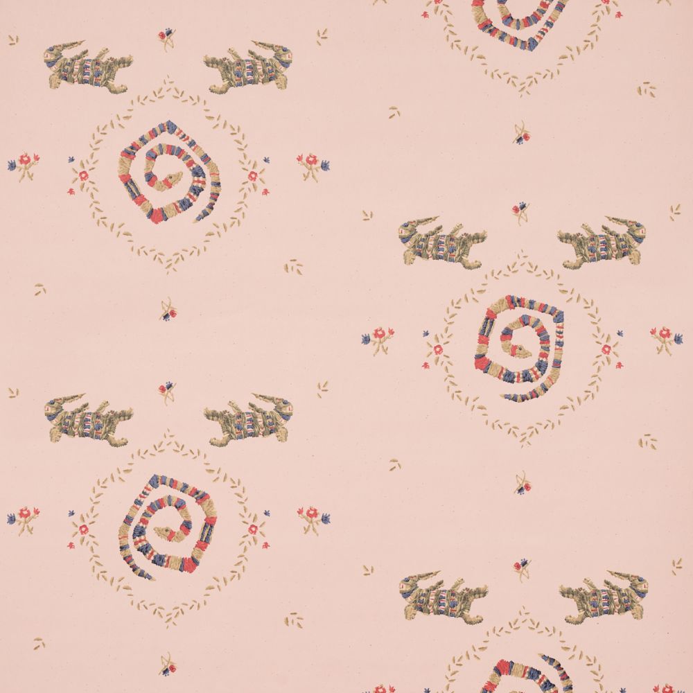 Schumacher 5014192 Reptilia Wallcoverings in Muted Pink