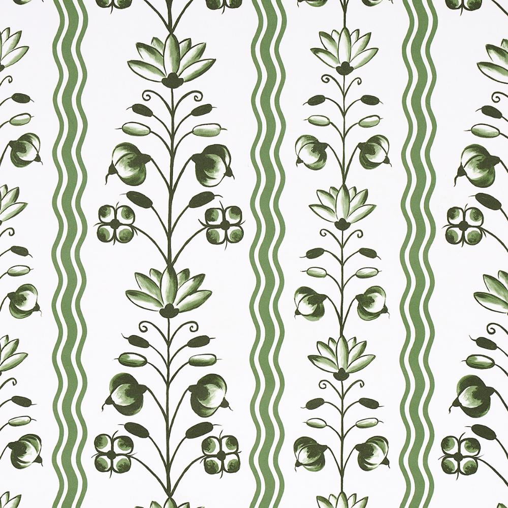 Schumacher 5014381 Delft Waves Wallpaper in Green
