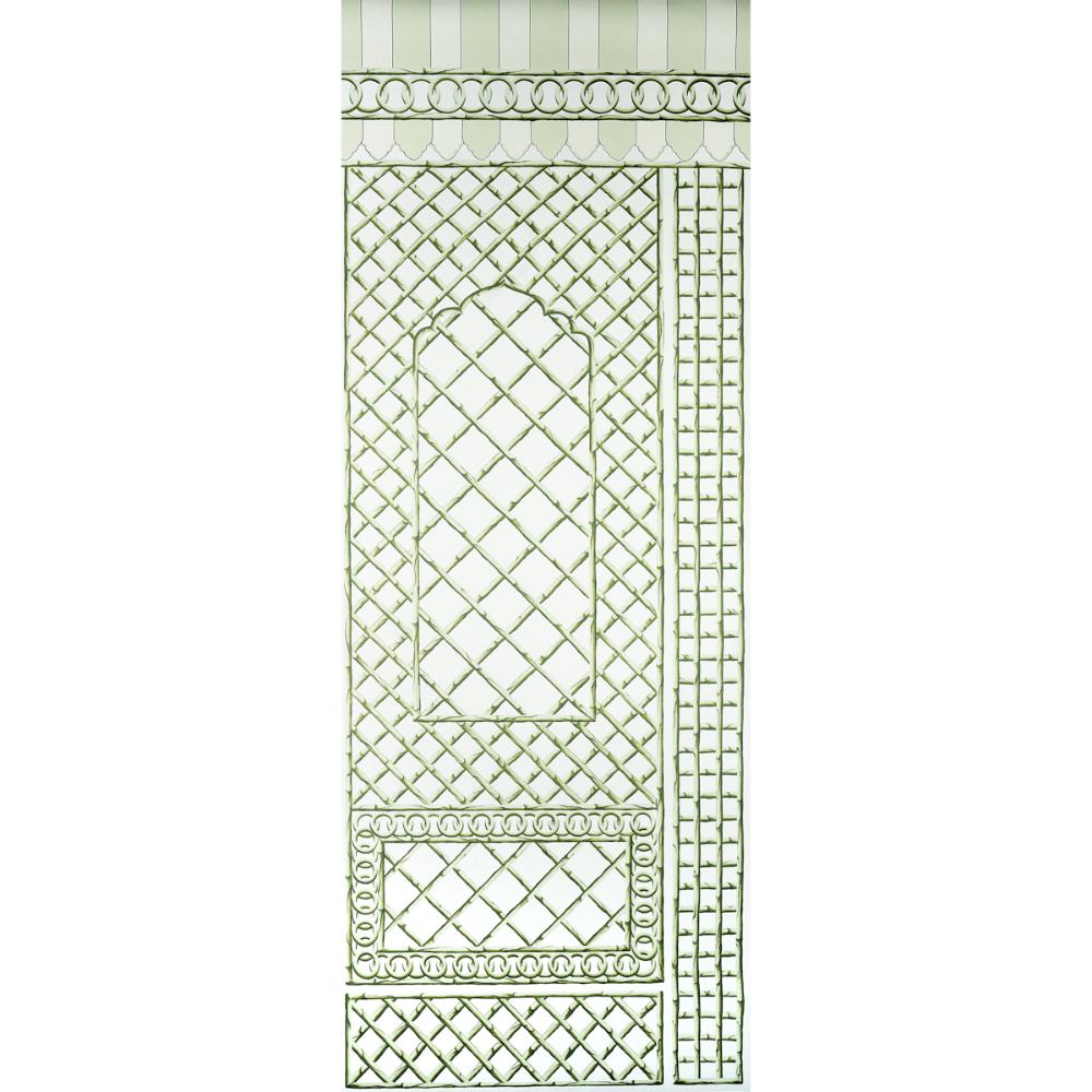 Schumacher 5014400 Bamboo Trellis Panel B Wallpaper in Green