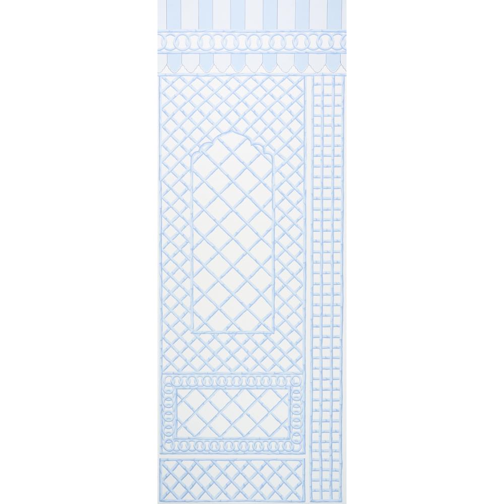 Schumacher 5014401 Bamboo Trellis Panel B Wallpaper in Blue