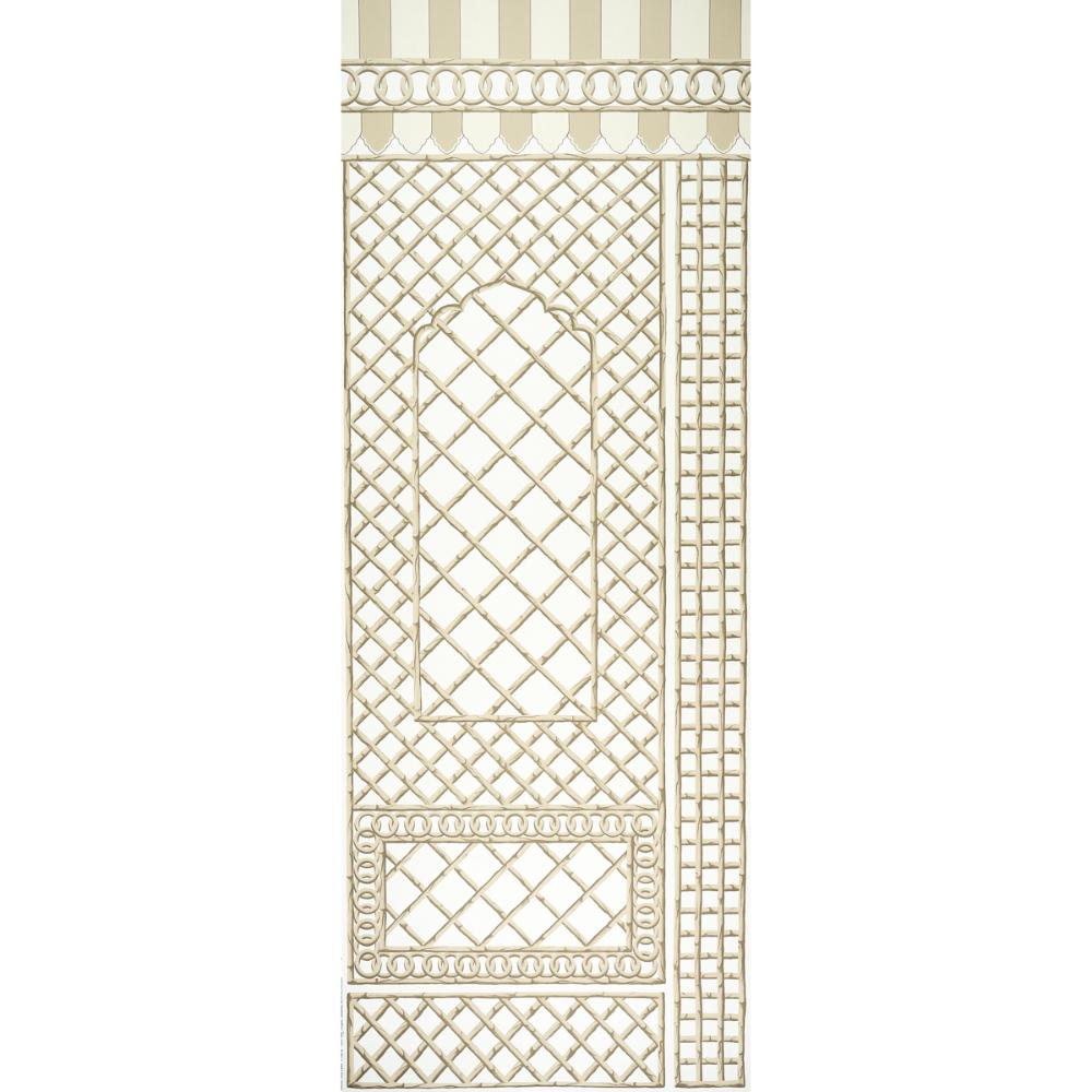 Schumacher 5014402 Bamboo Trellis Panel B Wallpaper in Neutral
