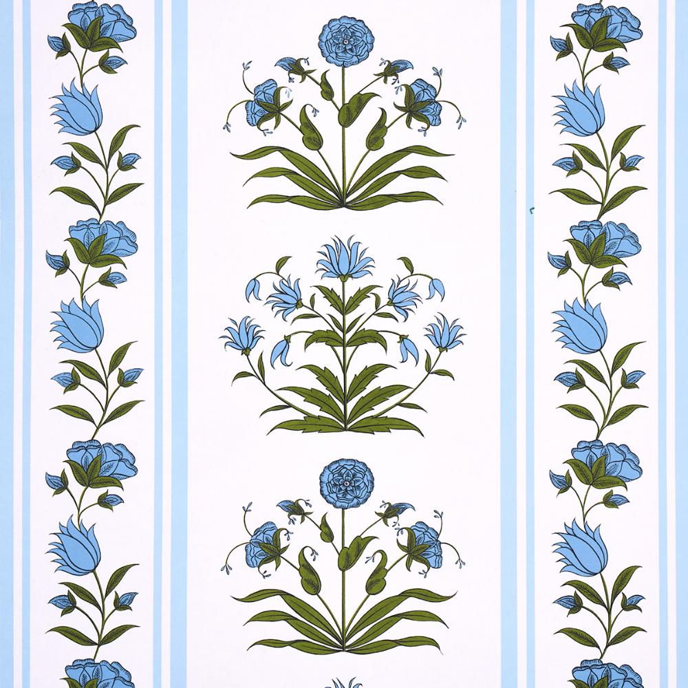 Schumacher 5014451 Poppy Stripes Wallpaper in Blue