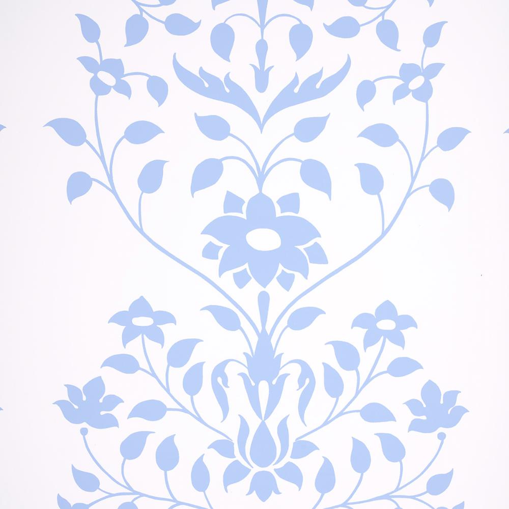 Schumacher 5014460 Jaipur Mughal Flower Wallpaper in Blue