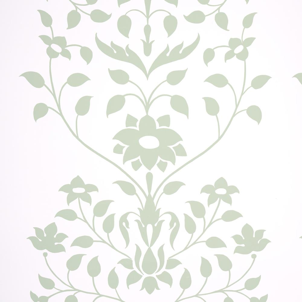 Schumacher 5014461 Jaipur Mughal Flower Wallpaper in Green