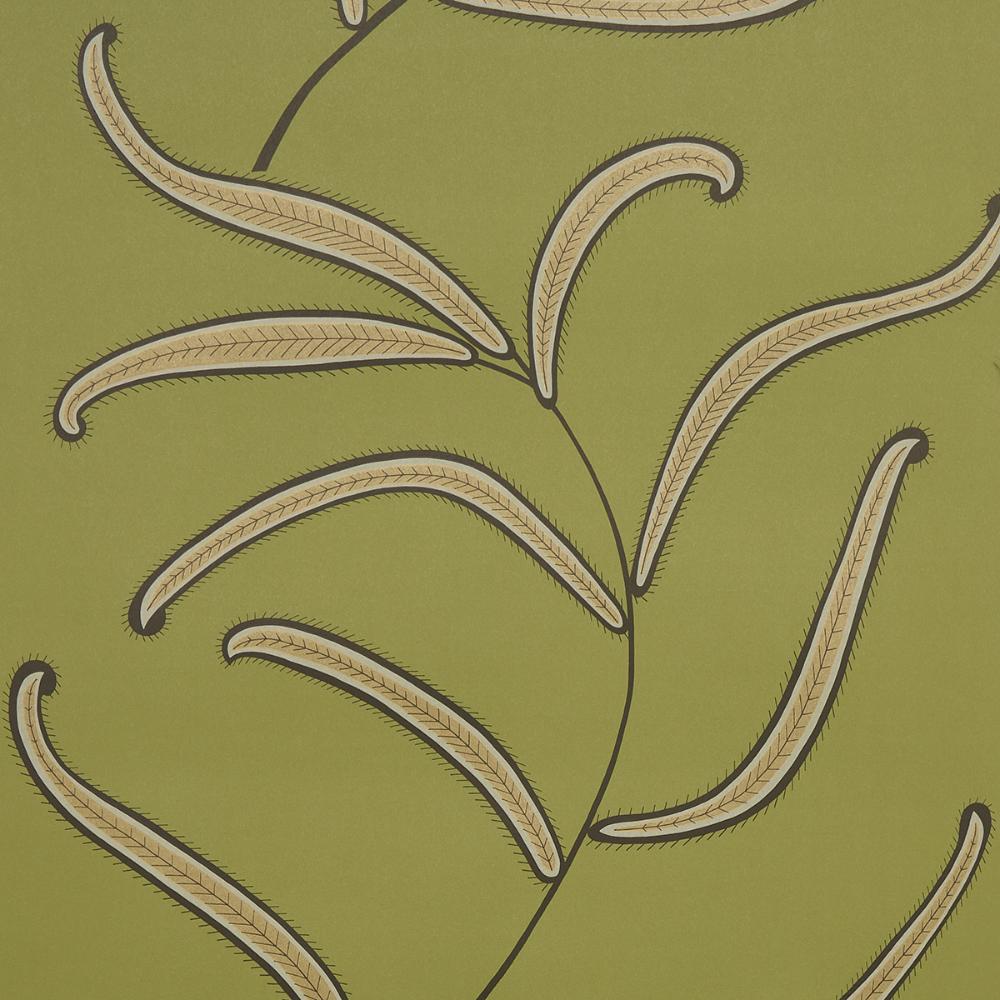 Schumacher 5014531 Caterpillar Leaf Wallpaper in Meadow Green
