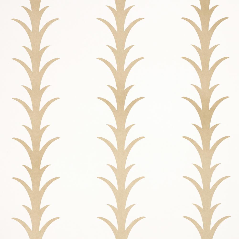 Schumacher 5014772 Acanthus Stripe Wallpaper in Gold On Ivory