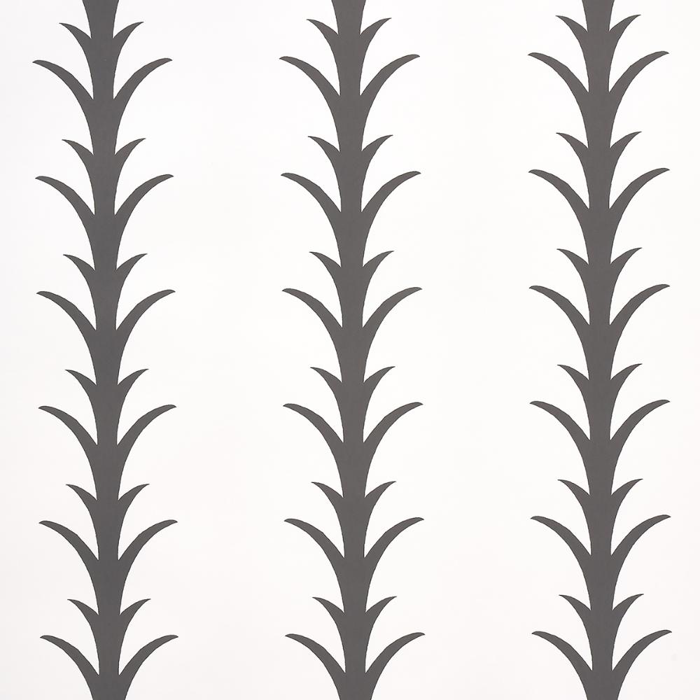 Schumacher 5014773 Acanthus Stripe Wallpaper in Carbon On Ivory