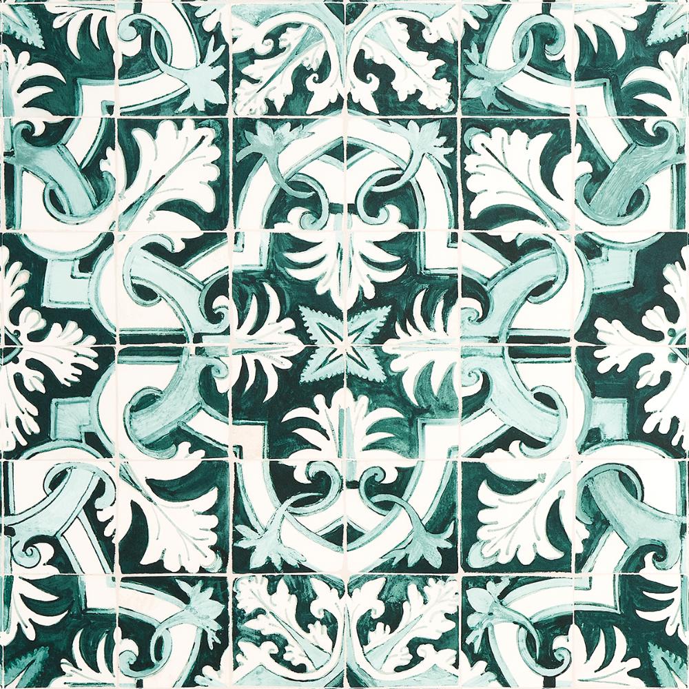 Schumacher 5015121 Azulejos Wallpaper in Emerald