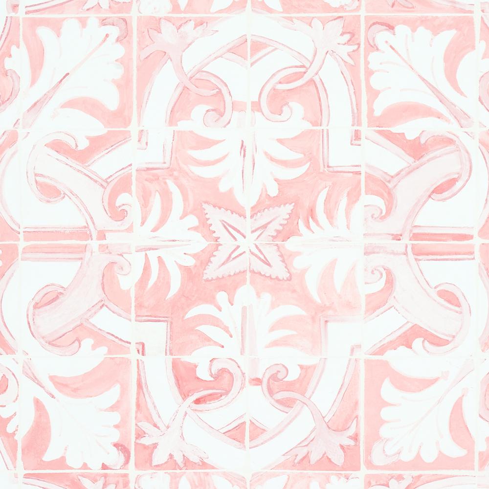 Schumacher 5015122 Azulejos Wallpaper in Pink