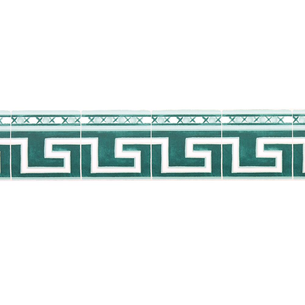 Schumacher 5015131 Azulejos Border Wallpaper in Emerald