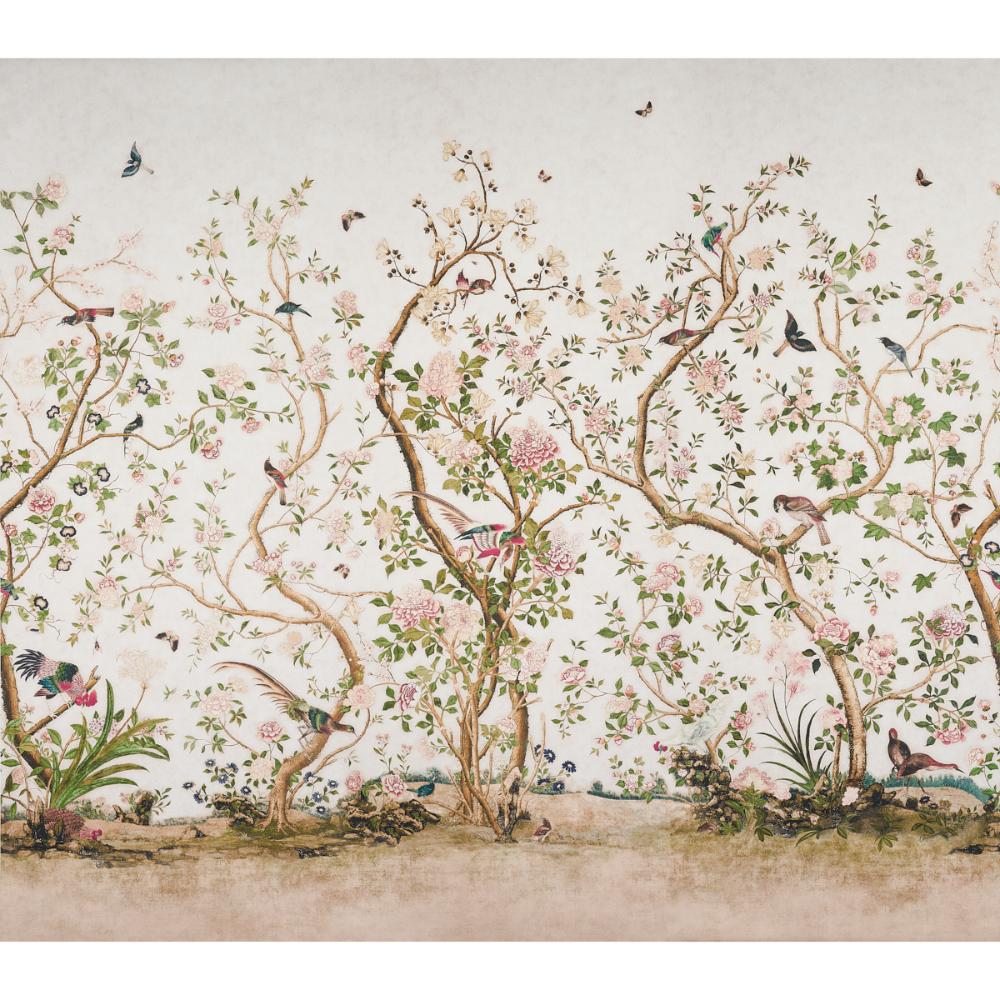 Schumacher 5015151 Les Oiseaux Panel Set Wallpaper in Ivory