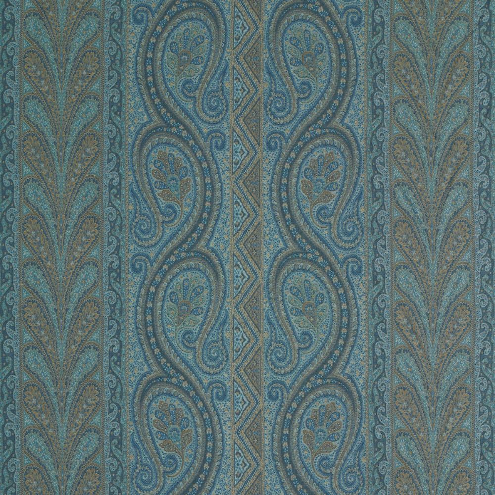Schumacher 50774 Chatelaine Paisley Fabric in Blue