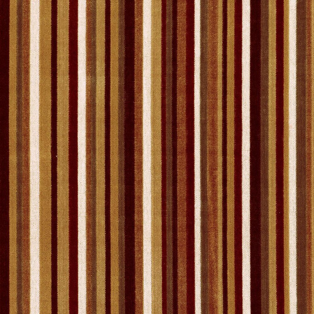 Schumacher 55322 Syncopated Velvet Stripe Fabric in Bronze / Wine