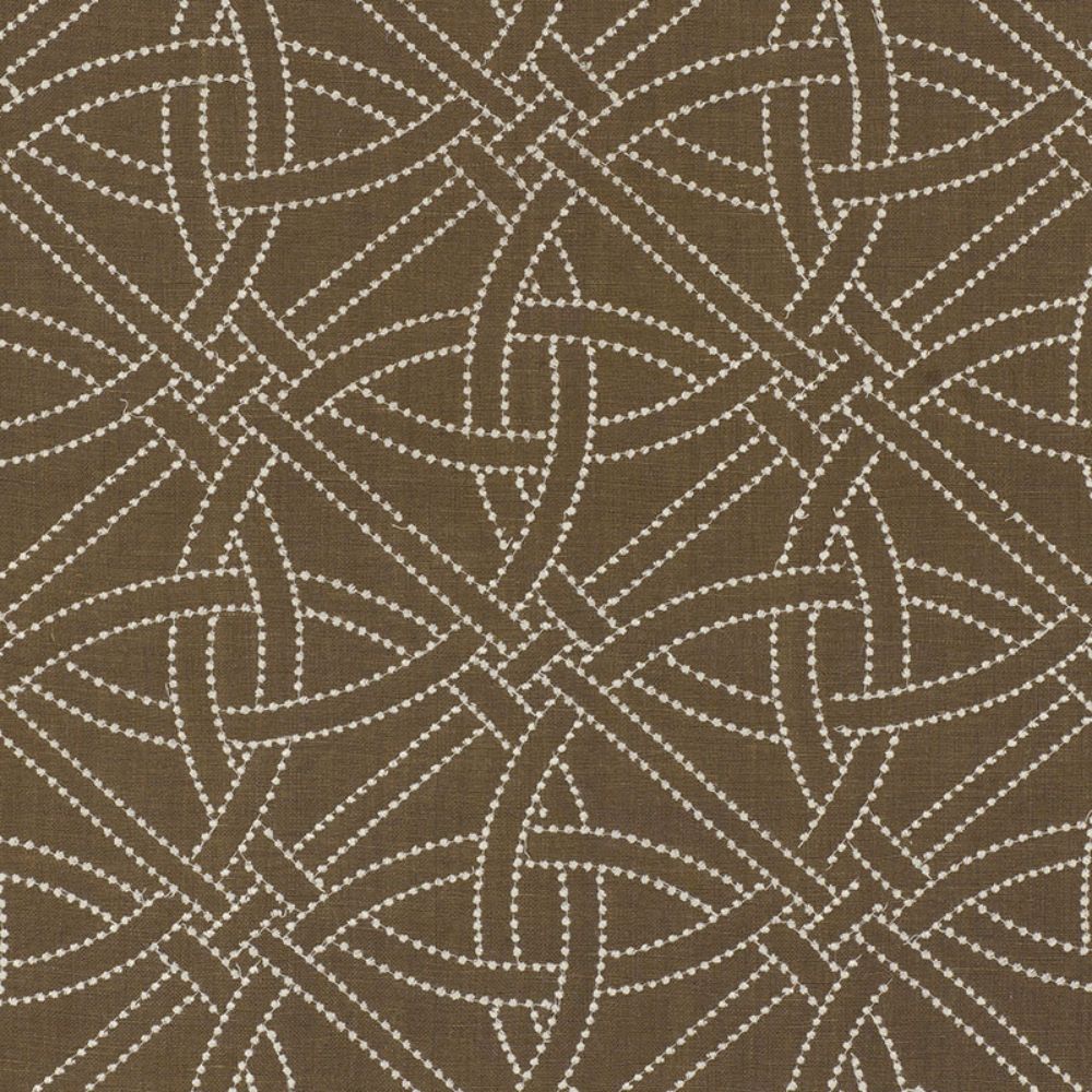 Schumacher 55691 Durance Embroidery Fabric in Truffle