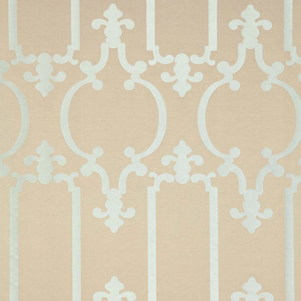 Schumacher 55860 Ornamental Silk Fabric in Silvered Aqua