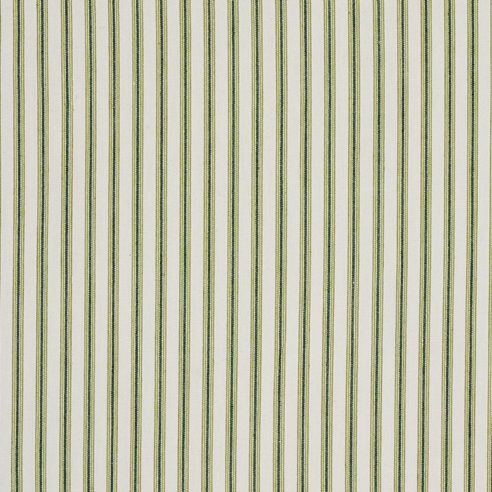 Schumacher 60075 Wellfleet Ticking Stripe Fabrics in Green