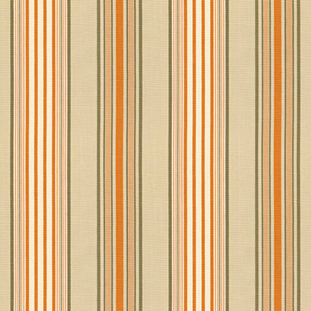 Schumacher 62961 Saratoga Cotton Stripe Fabric in Beige / Mocha / Pumpkin