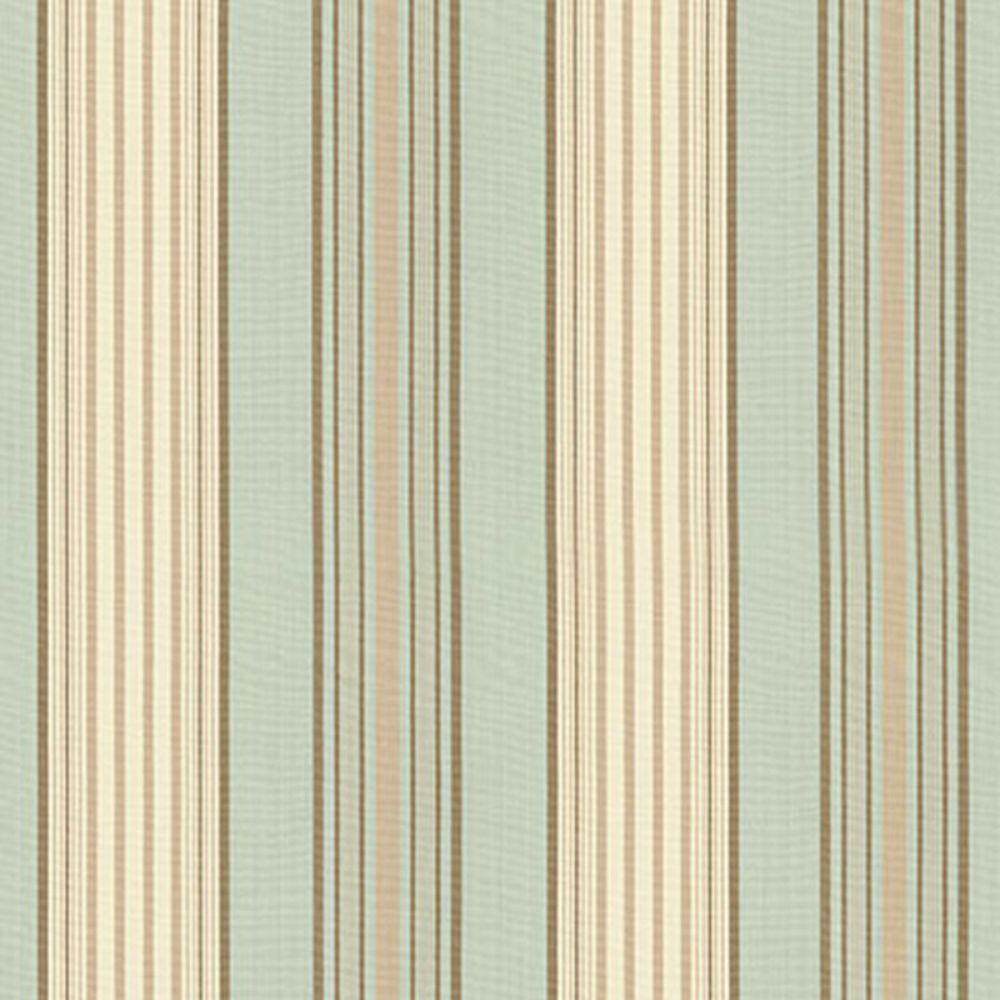 Schumacher 62962 Saratoga Cotton Stripe Fabric in Aqua / Flax/ Mocha