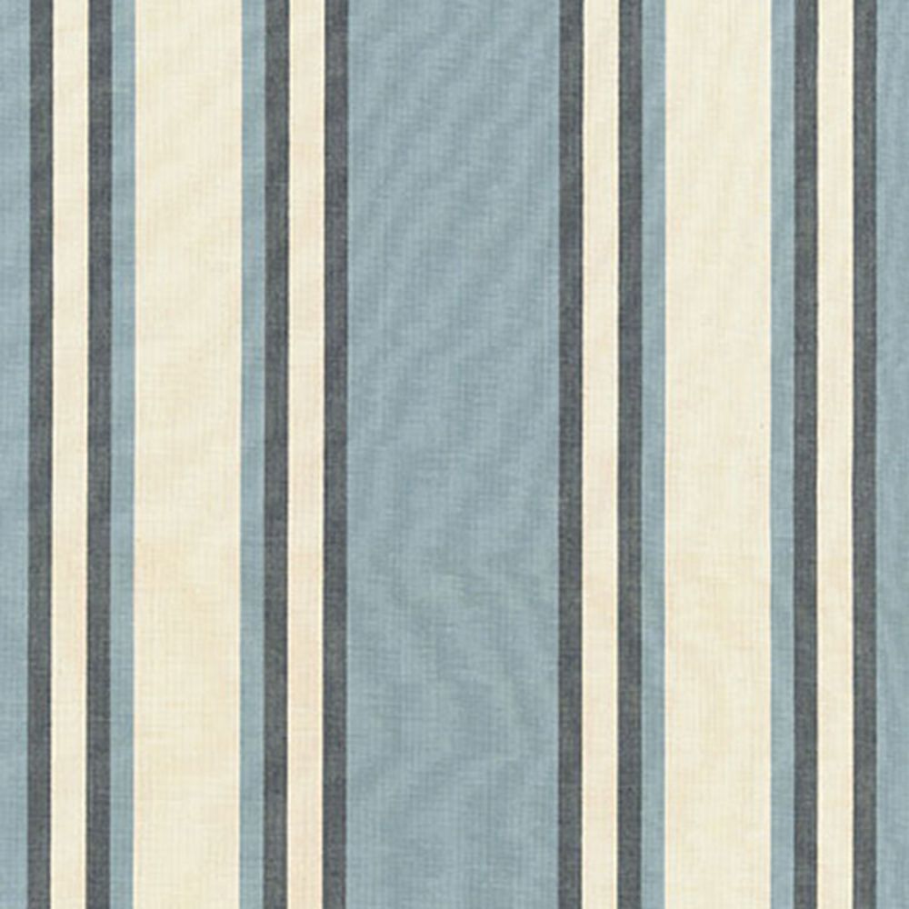 Schumacher 62980 Seneca Cotton Stripe Fabric in Chambray/ Indigo