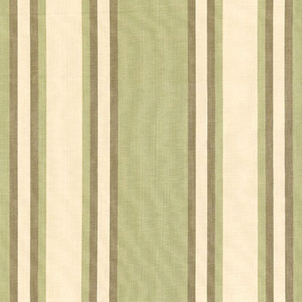 Schumacher 62983 Seneca Cotton Stripe Fabric in Green Tea/mocha