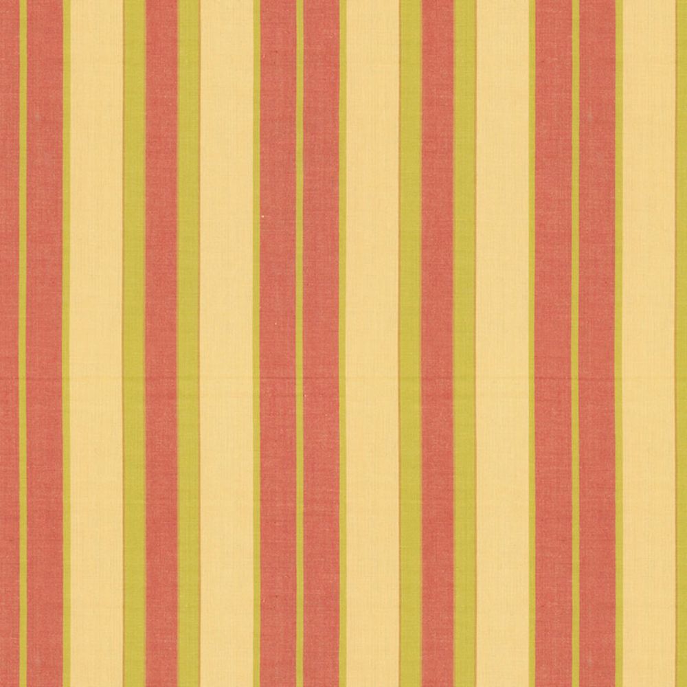 Schumacher 62996 Beacon Cotton Stripe Fabric in Maize/pear/coral