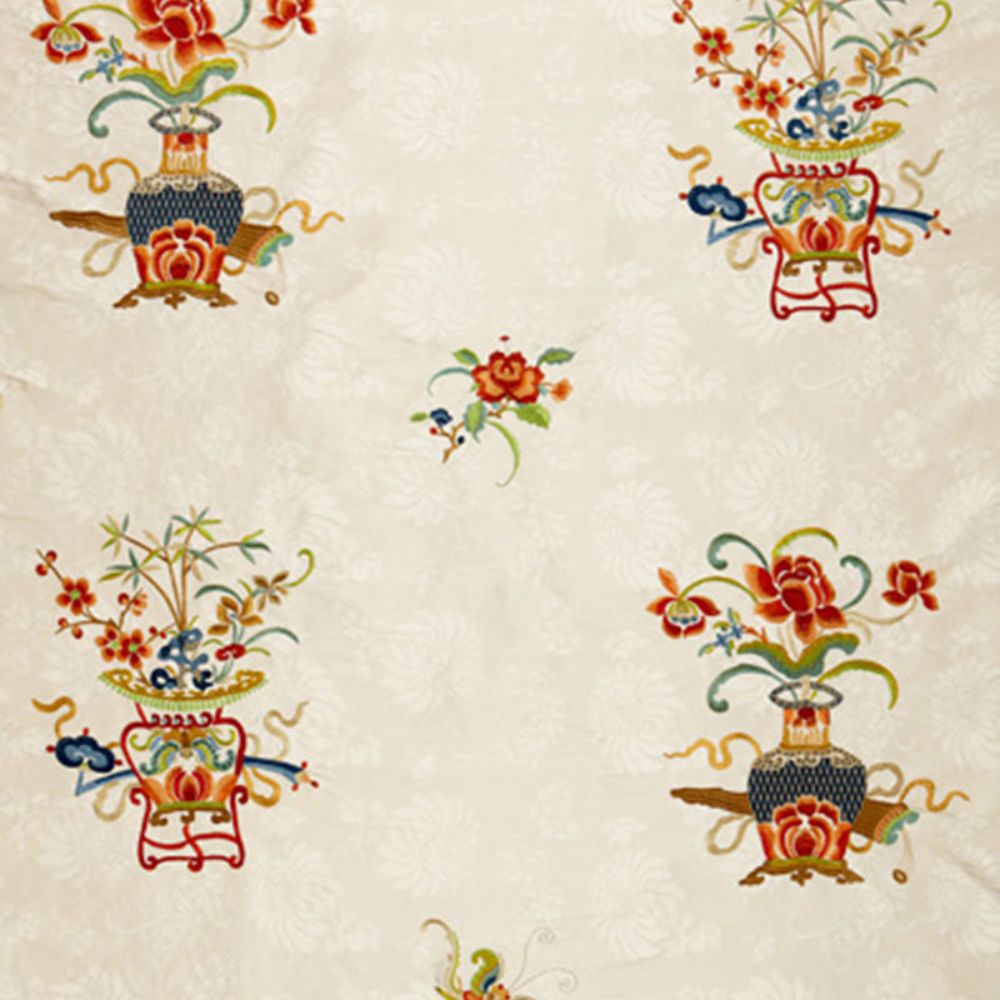 Schumacher 64420 Ming Embroidery Fabric in Multi-color