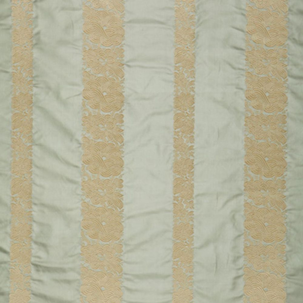 Schumacher 64432 Mandarin Silk Stripe Fabric in Ocean Mist