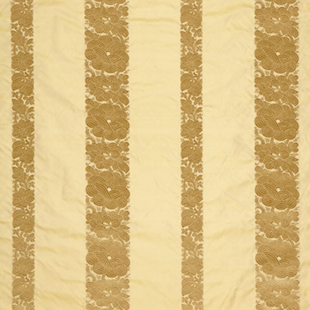 Schumacher 64434 Mandarin Silk Stripe Fabric in Gold Dust