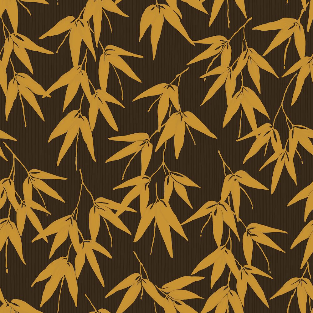 Schumacher 6469 Bamboo Garden Wallcoverings in Brown And Gold