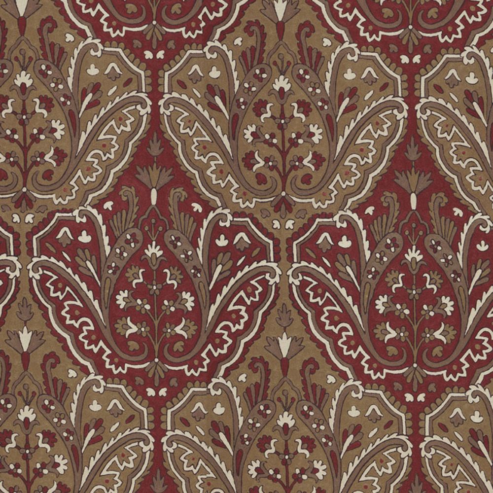 Schumacher 64811 Maharajah Crewel Embroidery Fabric in Pompeii
