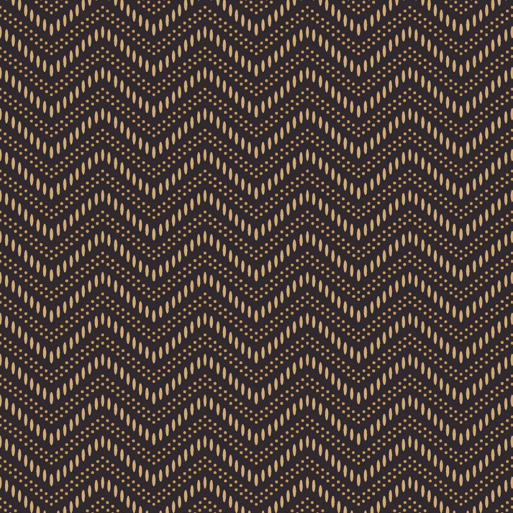 Schumacher 6482 Chevron Dots Wallcoverings in Brown And Gold