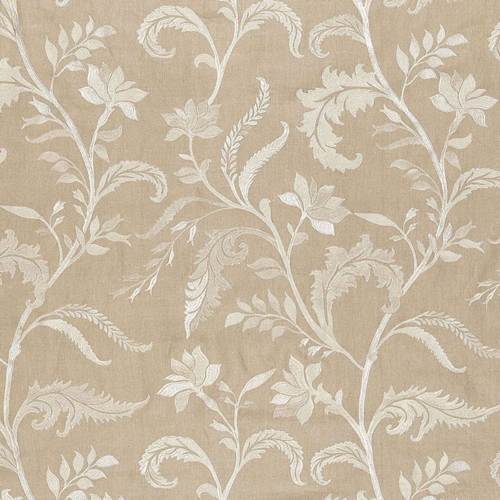 Schumacher 65131 Monceau Linen Embroidery Fabric in Greige