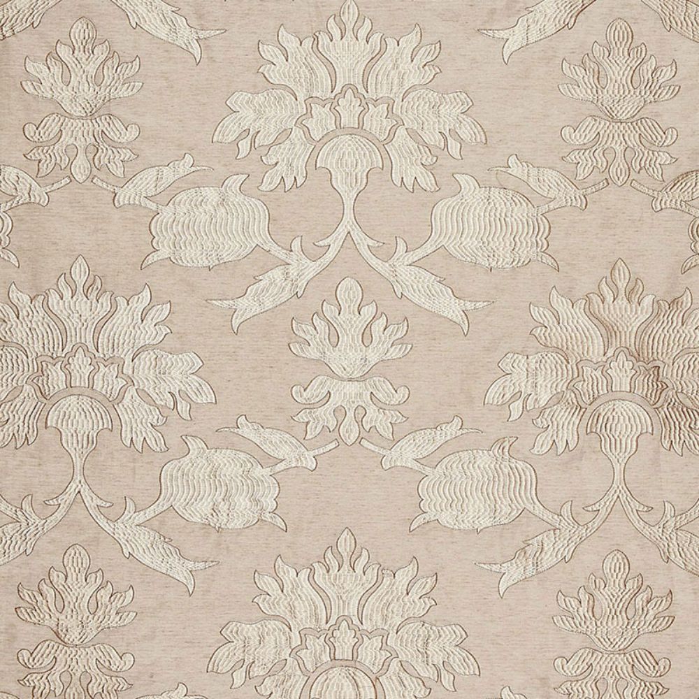 Schumacher 65290 Roussillon Embroidery Fabric in Greige