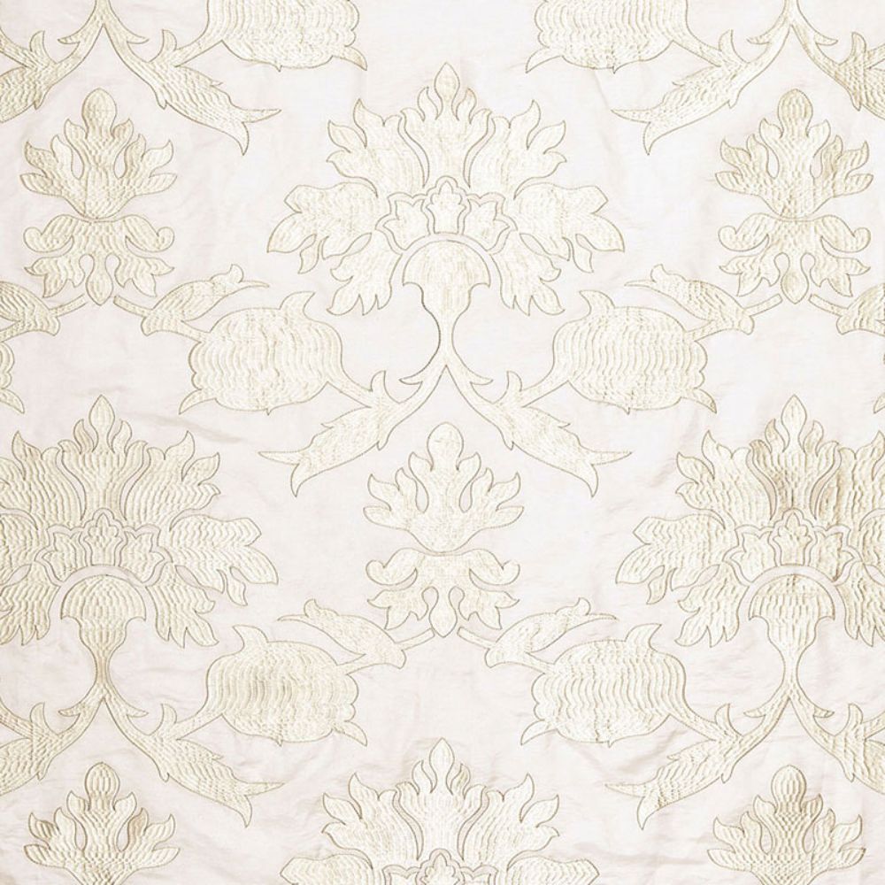 Schumacher 65291 Roussillon Embroidery Fabric in Chalk