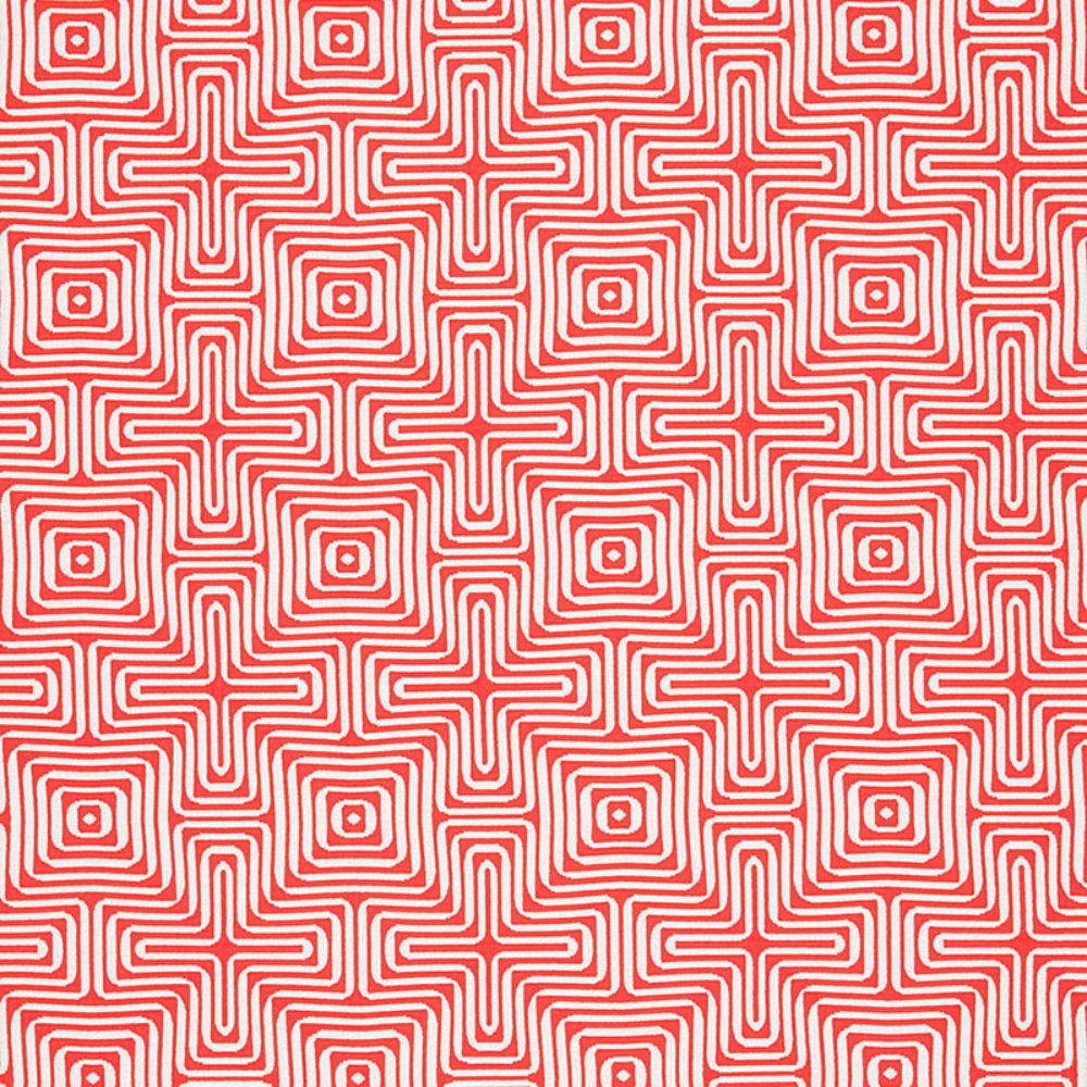 Schumacher 65324 Amazing Maze Fabric in Coral