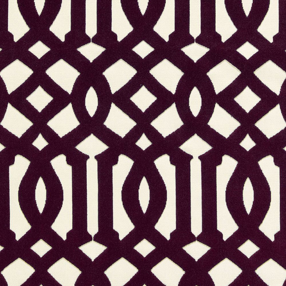 Schumacher 65592 Imperial Trellis Velvet Fabric in Byzantine