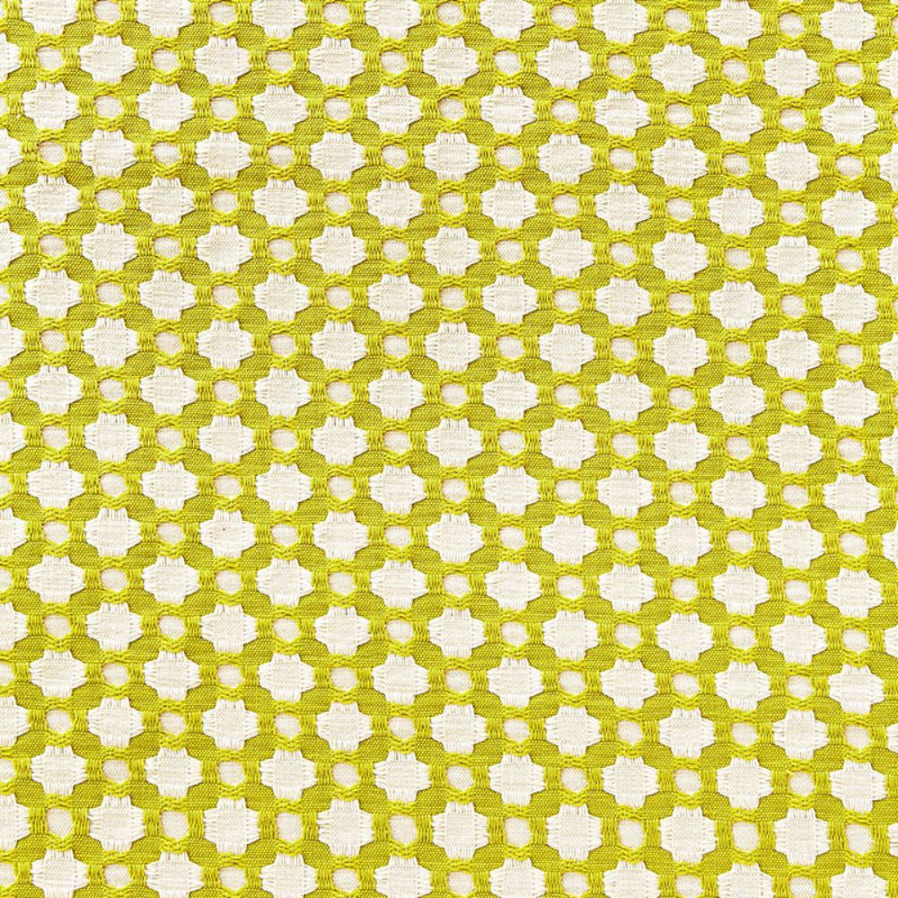 Schumacher 65680 Betwixt Fabric in Chartreuse / Ivory