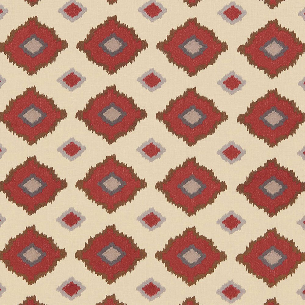 Schumacher 65783 Sikar Embroidery Fabric in Pomegranate