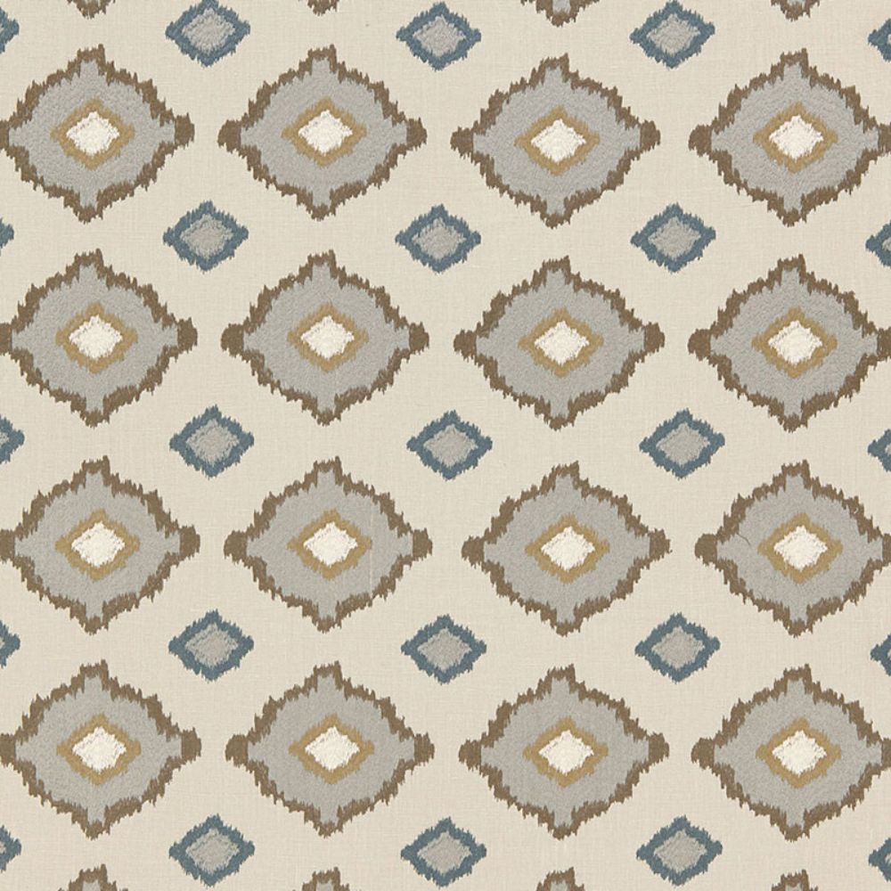 Schumacher 65784 Sikar Embroidery Fabric in Flax