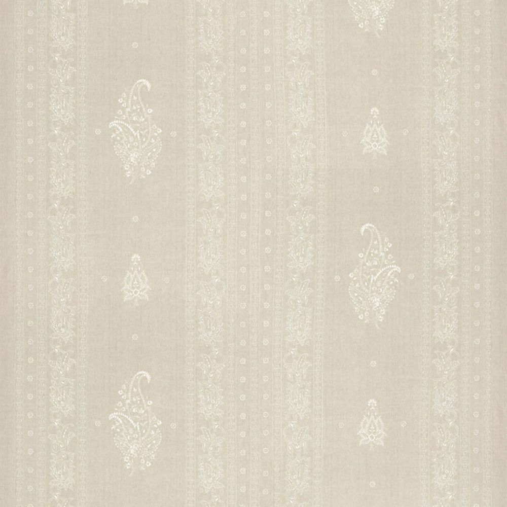 Schumacher 65800 Jaipur Linen Embroidery Fabric in Flax
