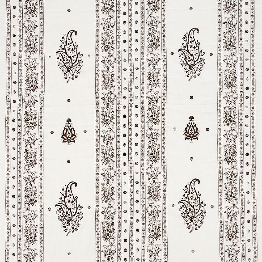 Schumacher 65801 Jaipur Linen Embroidery Fabric in Brown