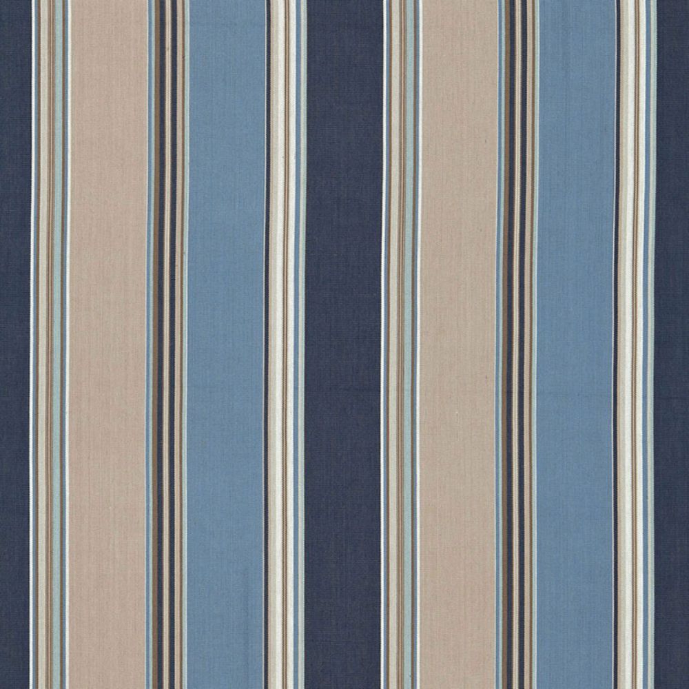 Schumacher 66002 Addison Cotton Stripe Fabric in Indigo