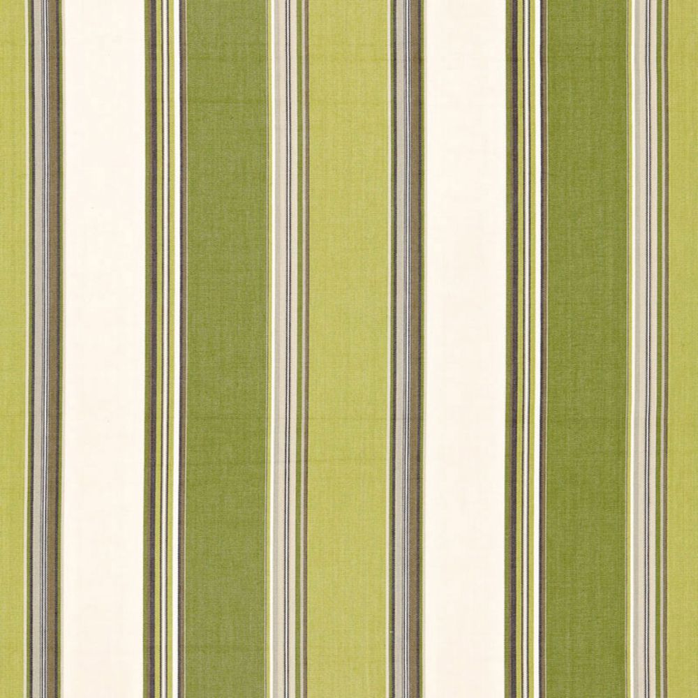 Schumacher 66003 Addison Cotton Stripe Fabric in Vert